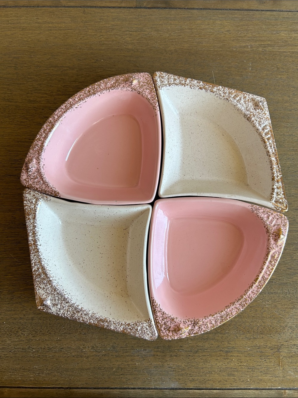 Mid-Century Modern (MCM) California Pottery Snack & Dip Serving Set. Atomic Era.